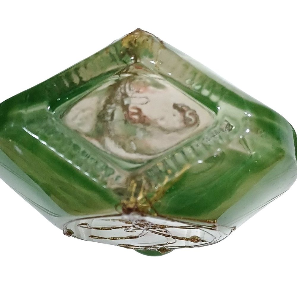 Antique French Glass Perfume Bottle Poss. Daum Nancy Jade Green 24k Gold Vintage - Picture 5 of 13